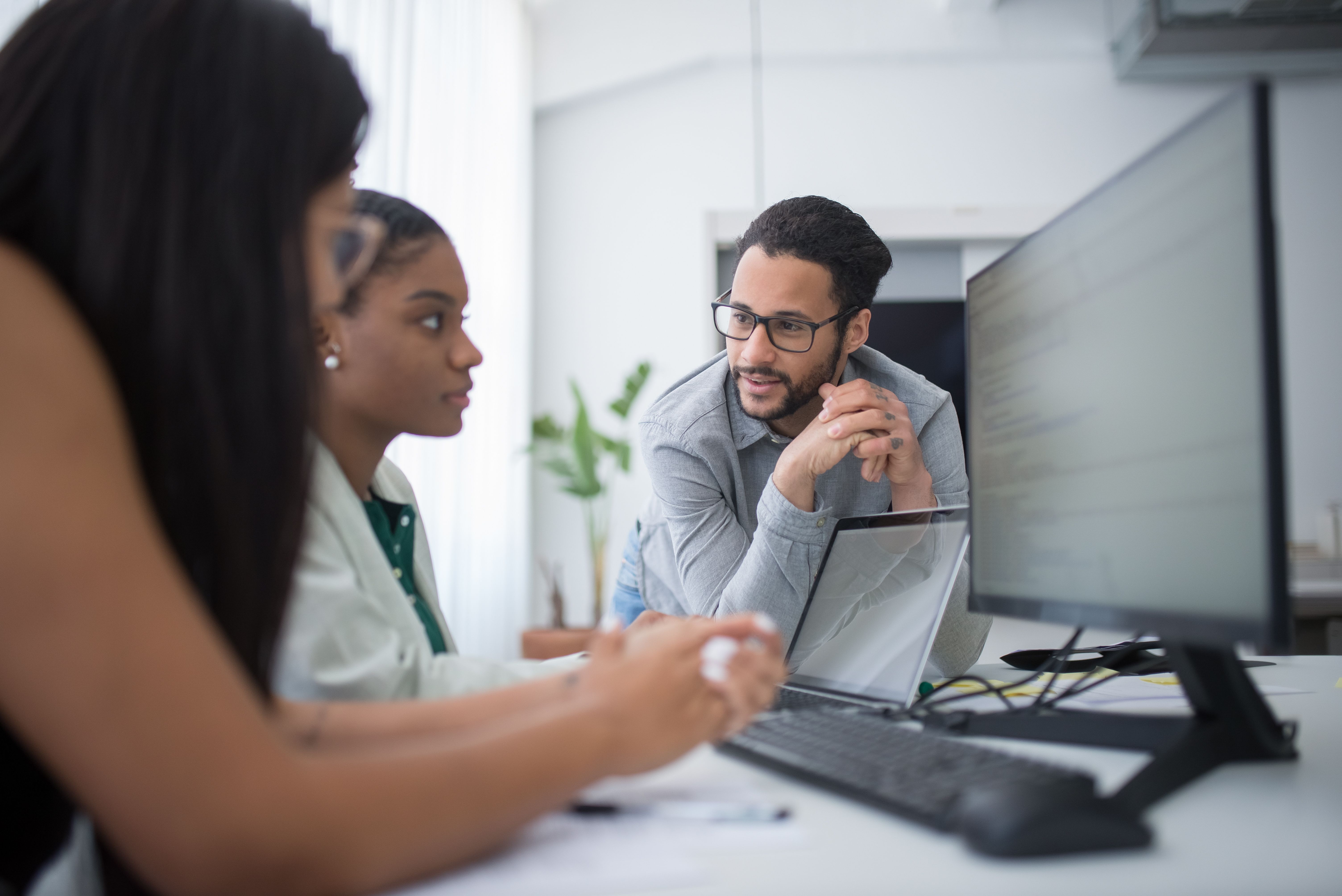 Technology team discussing a software project